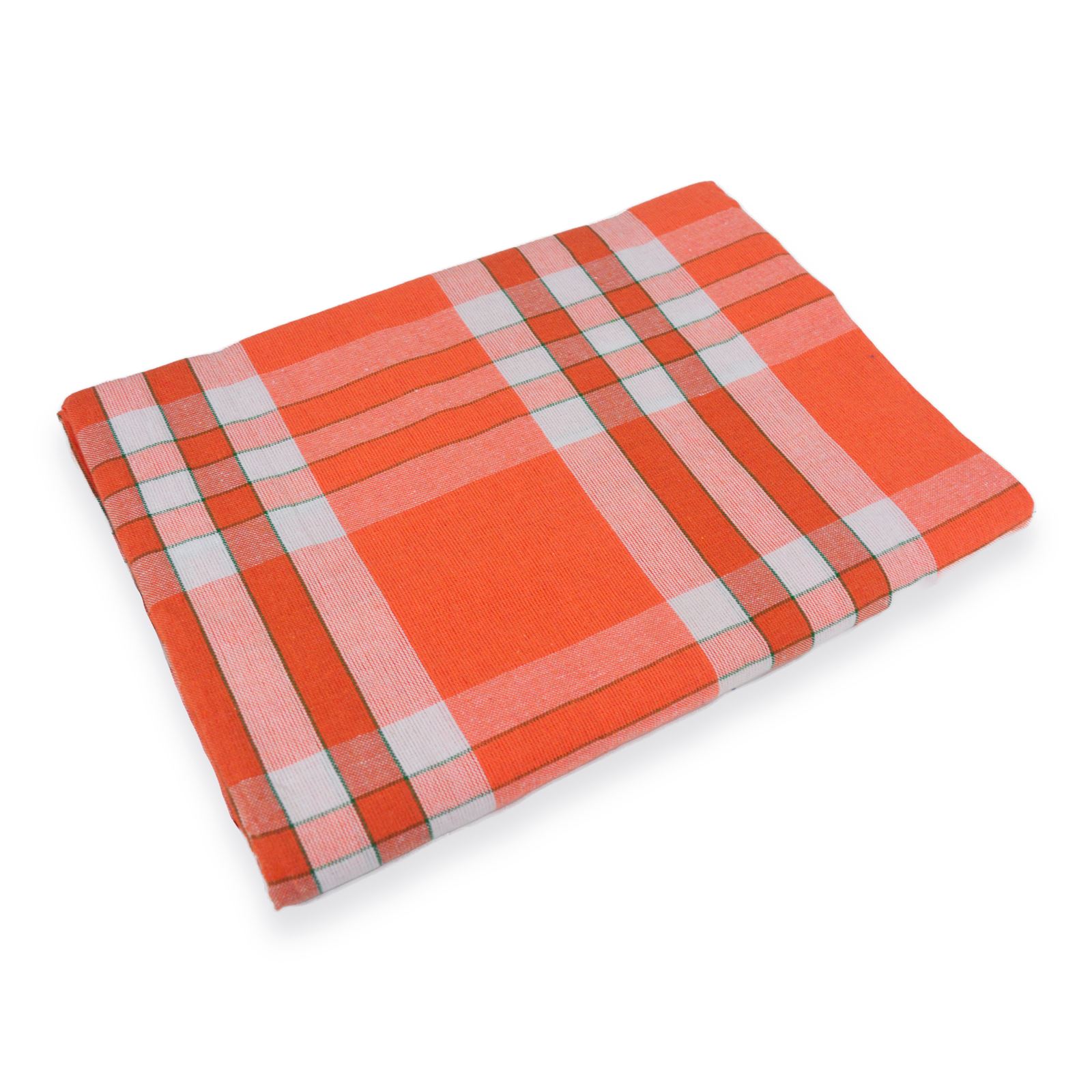 Orange Handloom Cotton Bed Sheets 54x80 (Inches) Checkered Style for Double, Single Beds