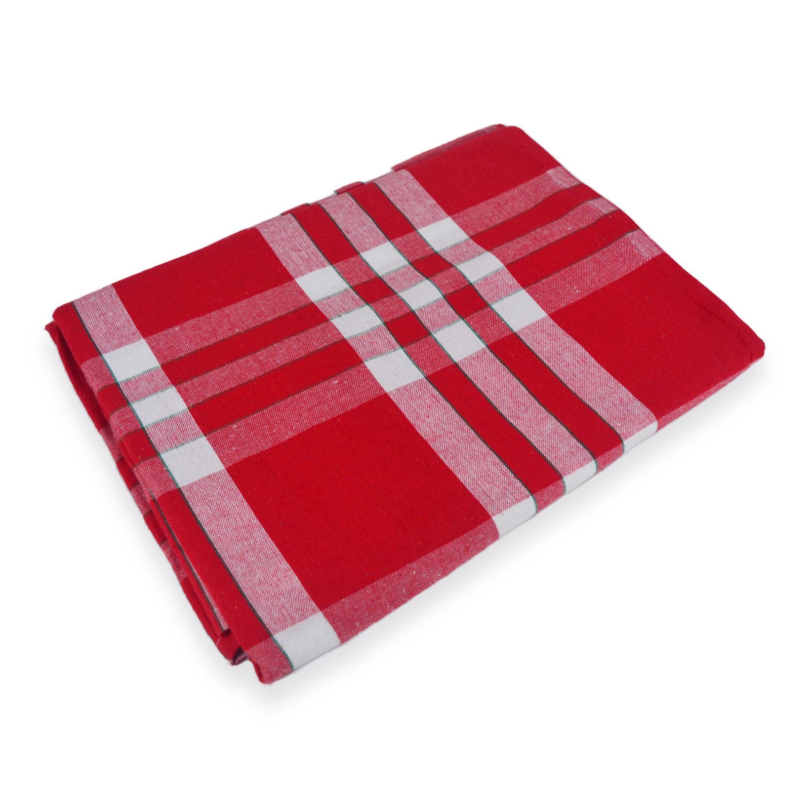 Red Handloom Cotton Bed Sheets 54x80 (Inches) Checkered Style for Double, Single Beds