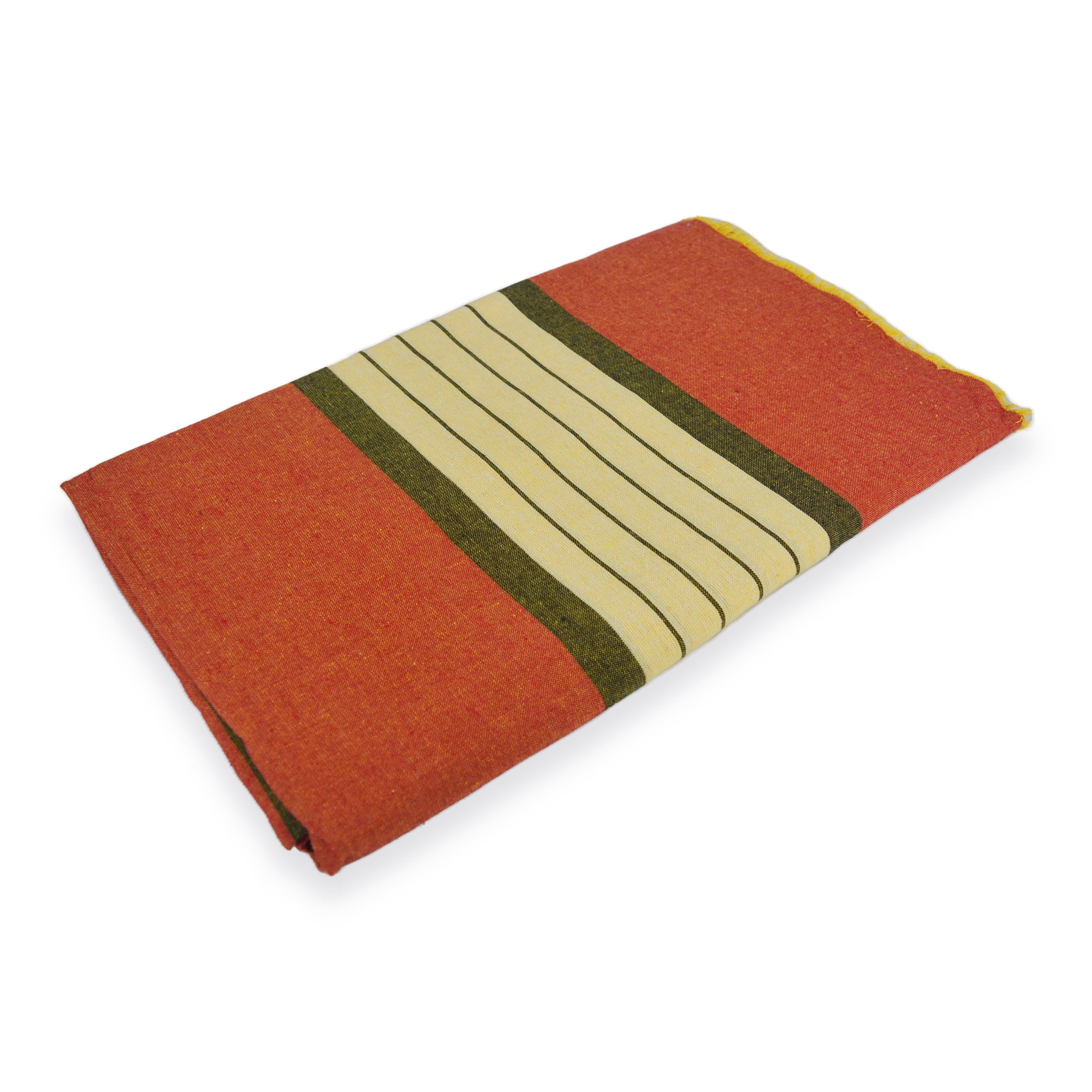 Cotton Handloom Bed Sheet 72x90 (Inches) for Queen, Double & Single Beds Dark Orange